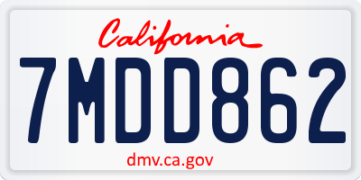 CA license plate 7MDD862