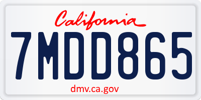 CA license plate 7MDD865