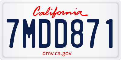 CA license plate 7MDD871