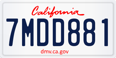 CA license plate 7MDD881