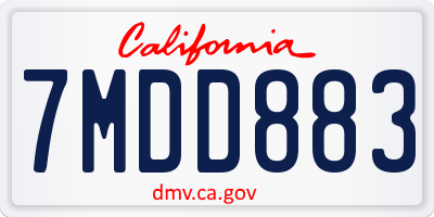 CA license plate 7MDD883