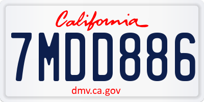CA license plate 7MDD886