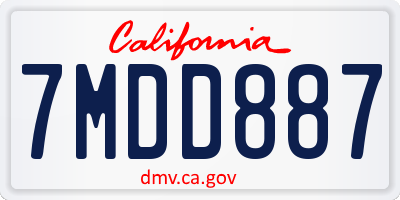 CA license plate 7MDD887
