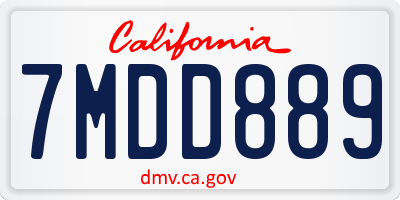 CA license plate 7MDD889