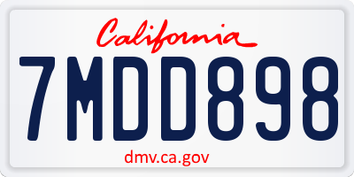 CA license plate 7MDD898
