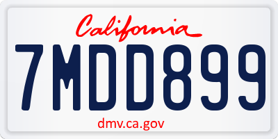 CA license plate 7MDD899