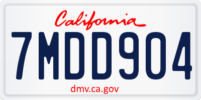 CA license plate 7MDD904