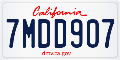 CA license plate 7MDD907