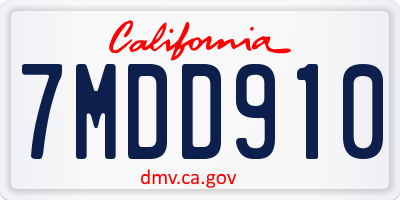 CA license plate 7MDD910