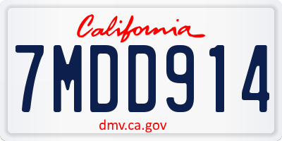 CA license plate 7MDD914