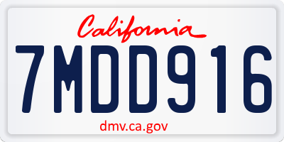 CA license plate 7MDD916