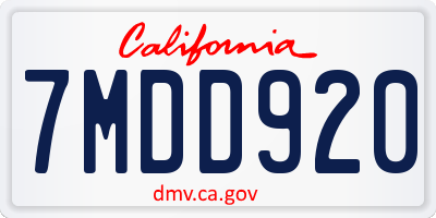 CA license plate 7MDD920