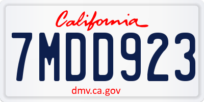 CA license plate 7MDD923