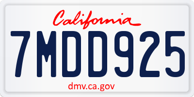 CA license plate 7MDD925