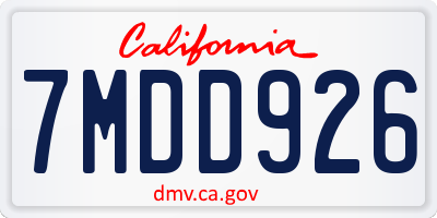 CA license plate 7MDD926