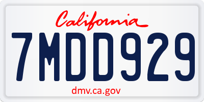 CA license plate 7MDD929