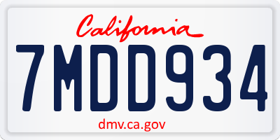 CA license plate 7MDD934