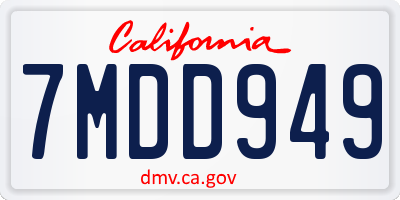 CA license plate 7MDD949