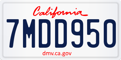 CA license plate 7MDD950