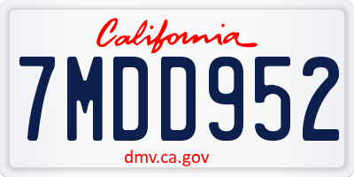 CA license plate 7MDD952