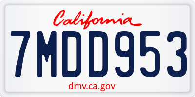 CA license plate 7MDD953