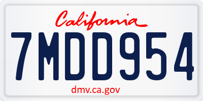 CA license plate 7MDD954