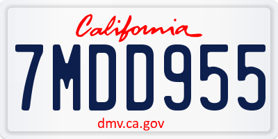 CA license plate 7MDD955