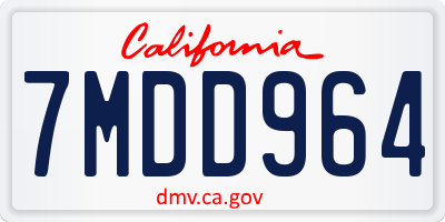 CA license plate 7MDD964