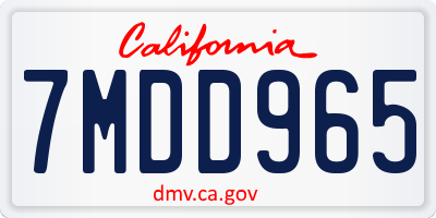 CA license plate 7MDD965