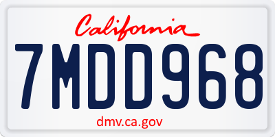 CA license plate 7MDD968