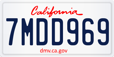 CA license plate 7MDD969