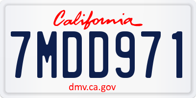 CA license plate 7MDD971