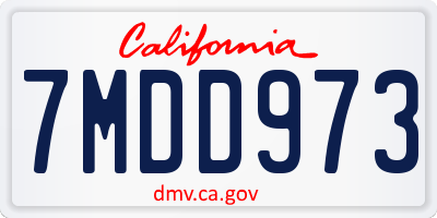 CA license plate 7MDD973