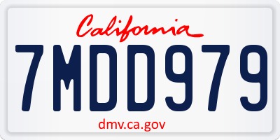 CA license plate 7MDD979
