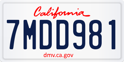 CA license plate 7MDD981