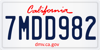 CA license plate 7MDD982