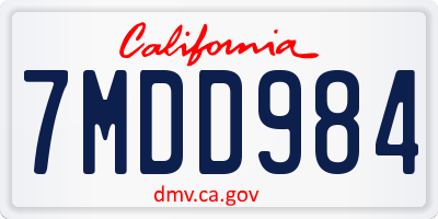 CA license plate 7MDD984