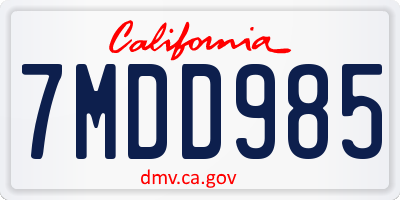 CA license plate 7MDD985