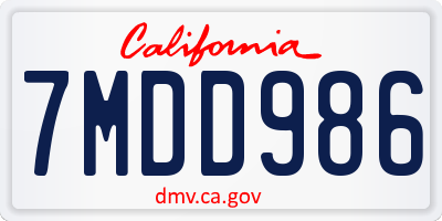 CA license plate 7MDD986