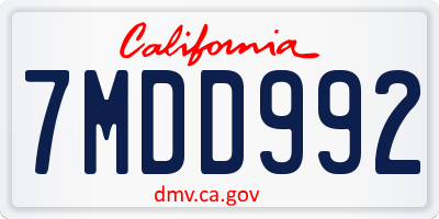 CA license plate 7MDD992