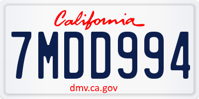 CA license plate 7MDD994