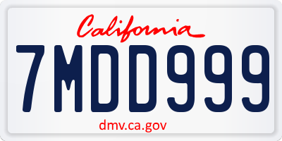 CA license plate 7MDD999