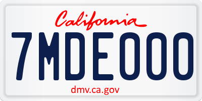 CA license plate 7MDE000