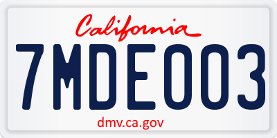 CA license plate 7MDE003