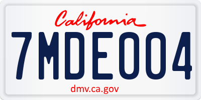 CA license plate 7MDE004