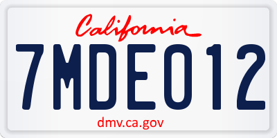 CA license plate 7MDE012