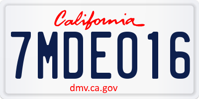 CA license plate 7MDE016