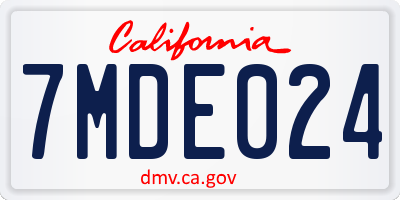 CA license plate 7MDE024
