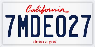 CA license plate 7MDE027