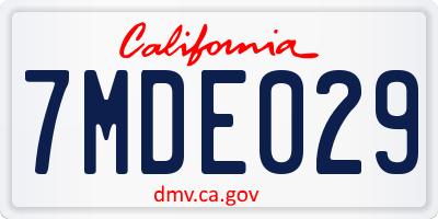 CA license plate 7MDE029